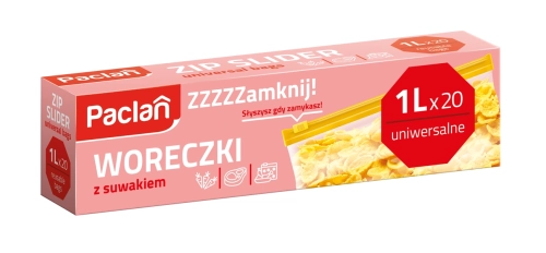Paclan woreczki strunowe z suwakiem 1L ZIP zamykane wielorazowe 20 szt.