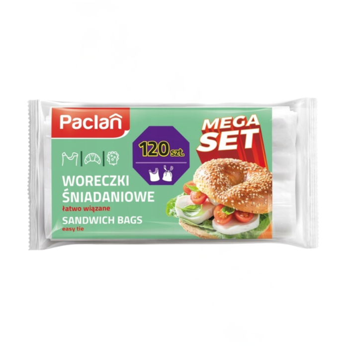 Woreczki śniadaniowe wiązane Paclan MegaSet 120 szt.
