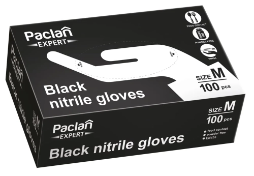 Rekawiczki NITRYLOWE CZARNE Paclan Expert M 100 szt.